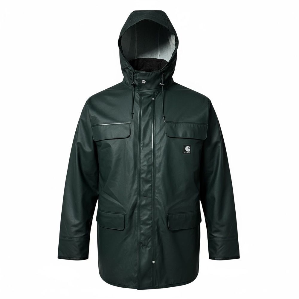 Carhartt PVC Rain Jacket Green Hooded Waterproof Men’s 2XL